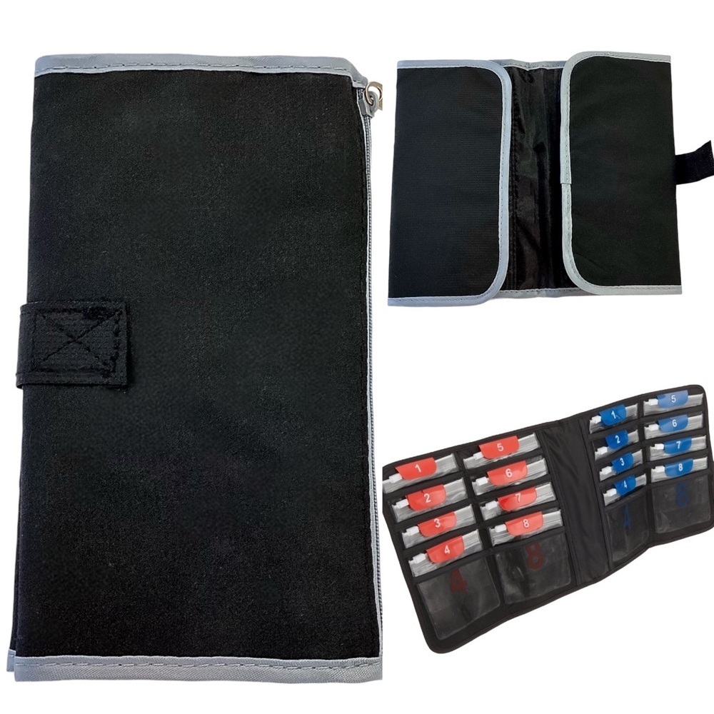 Lewis N Clark Black & Gray Deluxe Accessory / Pill Organizer AM/PM 16 Pouches